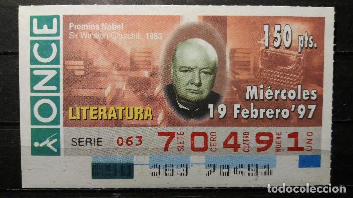 Cupones ONCE: C. Once. Premios Nobel. N. Literatura 1953. Sir Winston Churchill. 19 de Febrero 1997. N&ordm; 70491