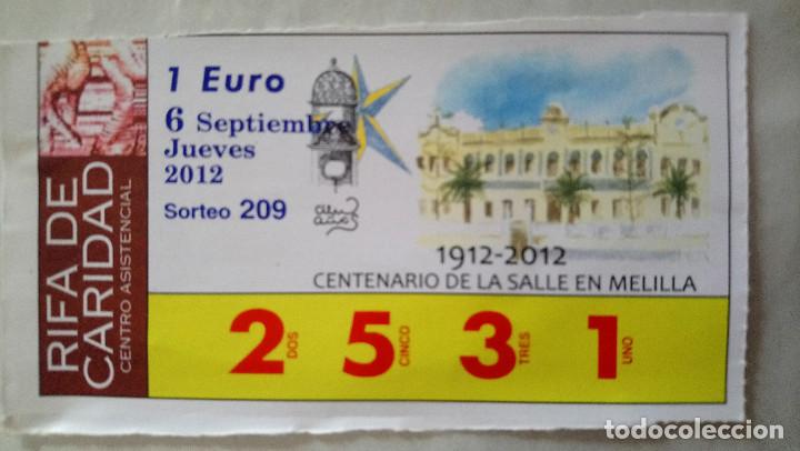 Cupones ONCE: BILLETE RIFA DE CARIDAD MELILLA 2012 - Foto 1