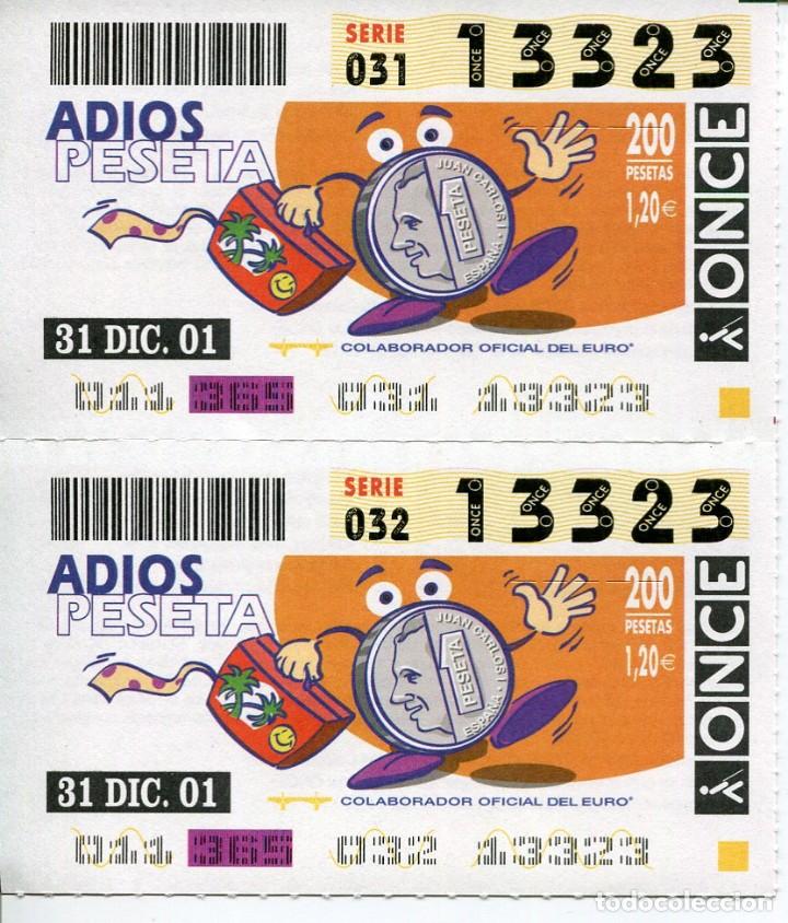 Cupones ONCE: 2 CUPONES DE LA ONCE-31-DIC-2001- ADIOS PESETA - Foto 1