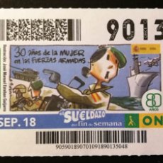 Billets ONCE: Nº 90135 (1/SEPTIEMBRE/2018). Lote 154151438