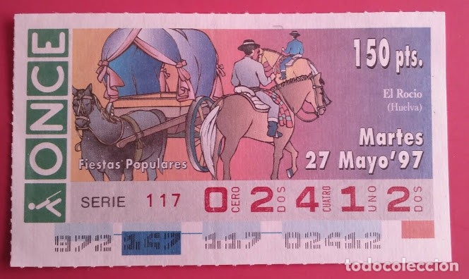 Bilhetes ONCE: Espa&ntilde;a. ONCE. 1997. Tradiciones Populares: El Roc&iacute;o (Huelva). Fecha: 27 mayo