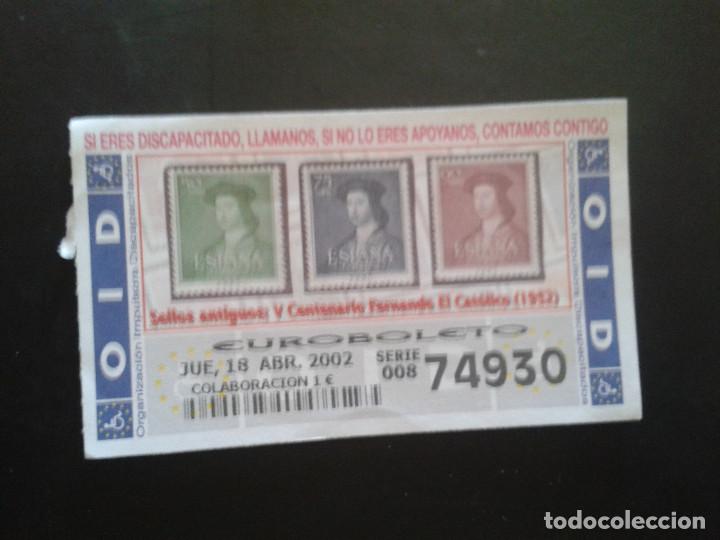 Coupon ONCE: CUPON OID (ORGANIZACI&Oacute;N IMPULSORA DISCAPACITADOS). 18/04/2002