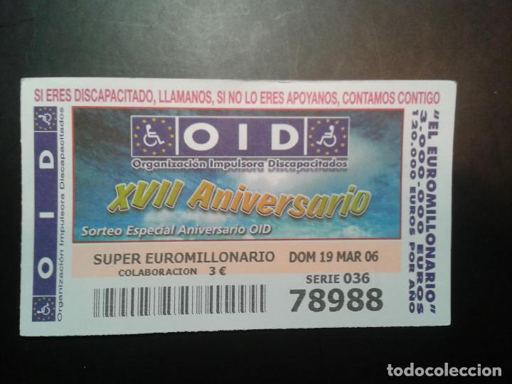 ONCE Coupons: CUPON OID (ORGANIZACI&Oacute;N IMPULSORA DISCAPACITADOS). 19/03/2006
