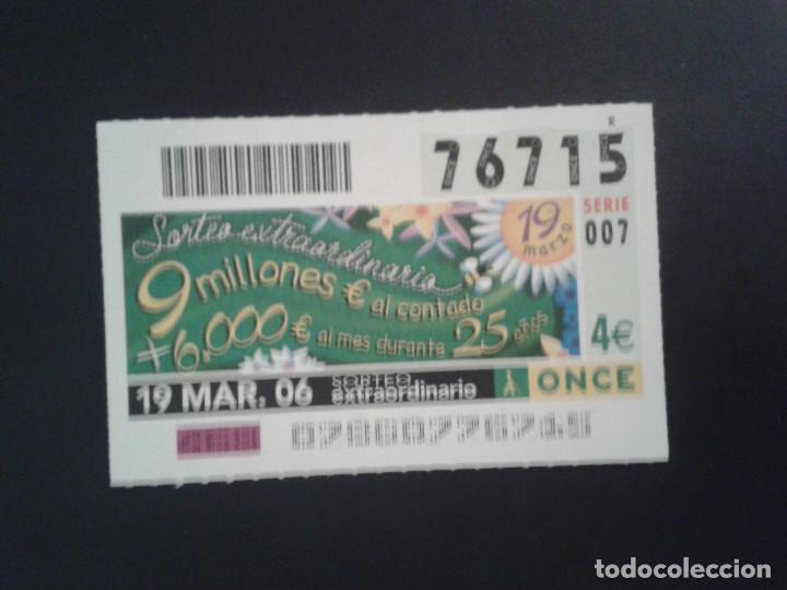 Bilhetes ONCE: CUPON DE LA ONCE. 19/03/2006