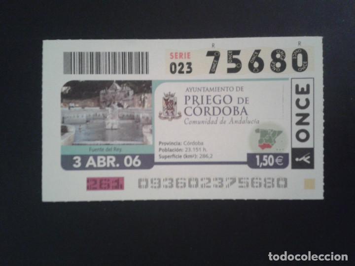 Bilhetes ONCE: CUPON DE LA ONCE. 03/04/2006