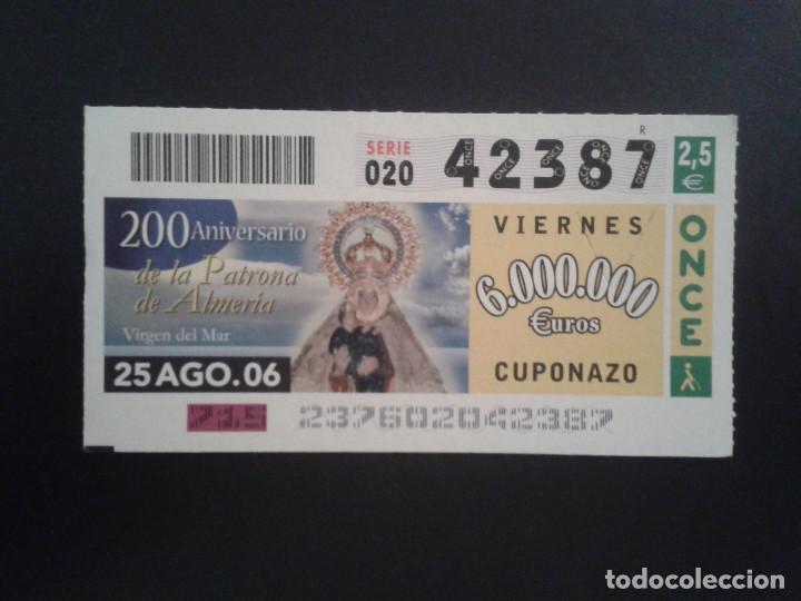 Billets ONCE: CUPON DE LA ONCE. 25/08/2006