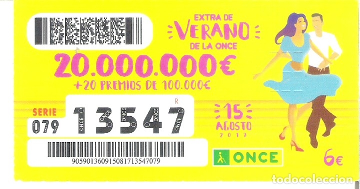 Billets ONCE: 1 CUPON ONCE O DECIMO - 15 AGOSTO 2017 - EXTRA DE VERANO