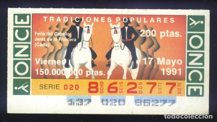 Cupones ONCE: A-8009- CUP&Oacute;N ONCE. VIERNES 17 MAYO 1991. FERIA DEL CABALLO. JEREZ DE LA FRONTERA (CADIZ)