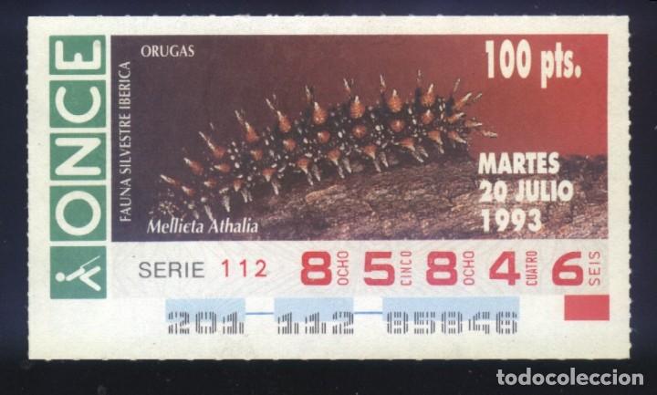Cupones ONCE: A-8012- CUP&Oacute;N ONCE. 20 JULIO 1993. FAUNA SILVESTRE IB&Eacute;RICA. ORUGAS. MELLIETA ATHALIA.