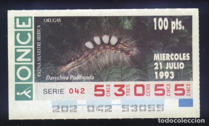 Cupones ONCE: A-8014- CUP&Oacute;N ONCE. 21 JULIO 1993. FAUNA SILVESTRE IB&Eacute;RICA. ORUGAS. DASYCHIRA PUDIBUNDA.