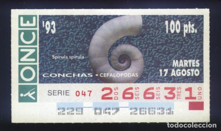 Cupones ONCE: A-8028- CUP&Oacute;N ONCE. 17 AGOSTO 1993. CONCHAS CEFAL&Oacute;PODOS. SPIRULA SPIRULA.