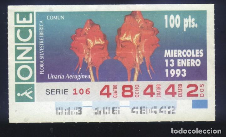 Cupones ONCE: A-8059- CUP&Oacute;N ONCE. 13 ENERO 1993. FLORA SILVESTRE IB&Eacute;RICA. LINARIA AERUGINEA.