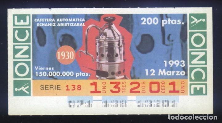 Bilhetes ONCE: A-8075- CUP&Oacute;N ONCE. VIERNES 12 MARZO 1993. CAFETERA AUTOM&Aacute;TICA ECHANIZ ARISTIZABAL.