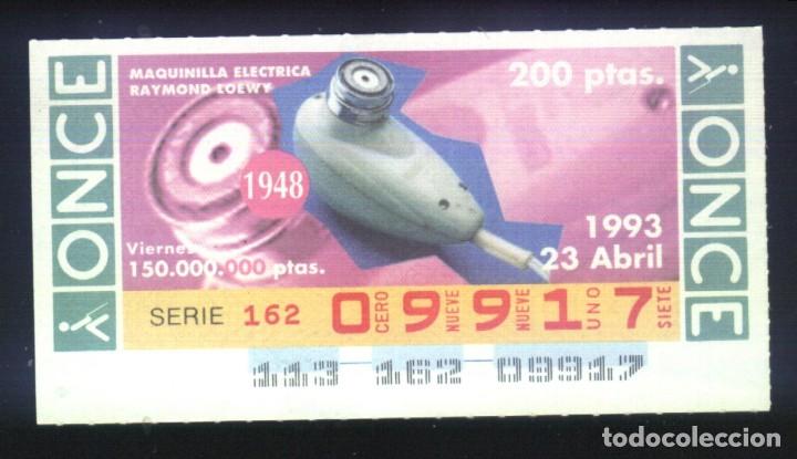 Coupon ONCE: A-8078- CUP&Oacute;N ONCE. VIERNES 23 ABRIL 1993. MAQUINILLA EL&Eacute;CTRICA. RAYMOND LOEWY..