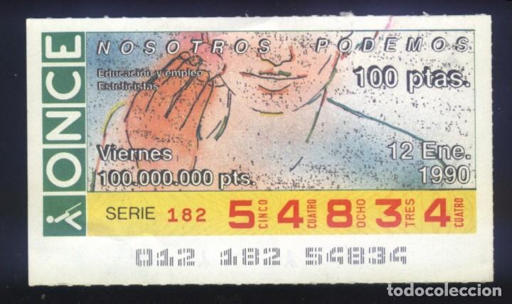 Coupon ONCE: A-8089- CUP&Oacute;N ONCE. VIERNES 12 ENERO 1990. NOSOTROS PODEMOS. ESTETICISTA.
