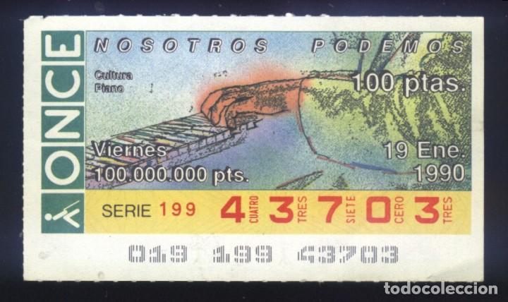 Coupon ONCE: A-8090- CUP&Oacute;N ONCE. VIERNES 19 ENERO 1990. NOSOTROS PODEMOS. PIANO.