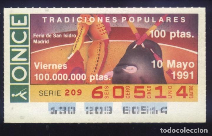 Cupones ONCE: A-8100- CUP&Oacute;N ONCE. VIERNES 10 MAYO 1991. TRADICIONES POPULARES. FERIA DE SAN ISIDRO (MADRID)