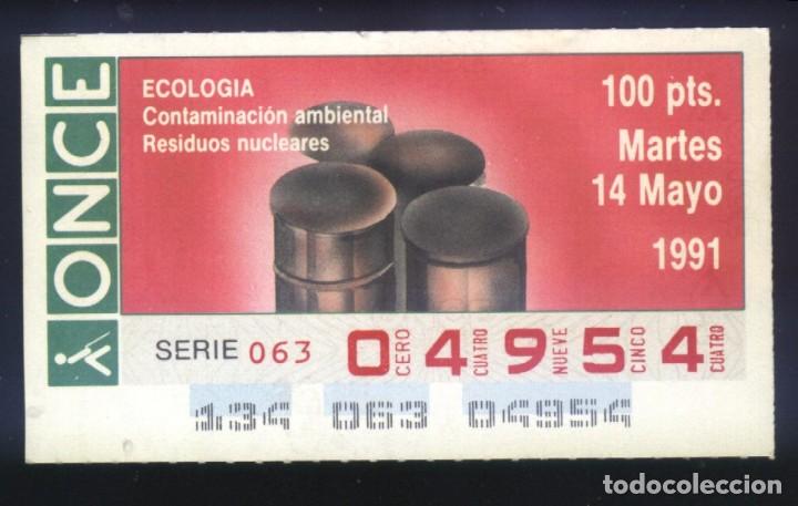 Cupones ONCE: A-8102- CUP&Oacute;N ONCE. 14 MAYO 1991. ECOLOG&Iacute;A. RESIDUOS NUCLEARES.