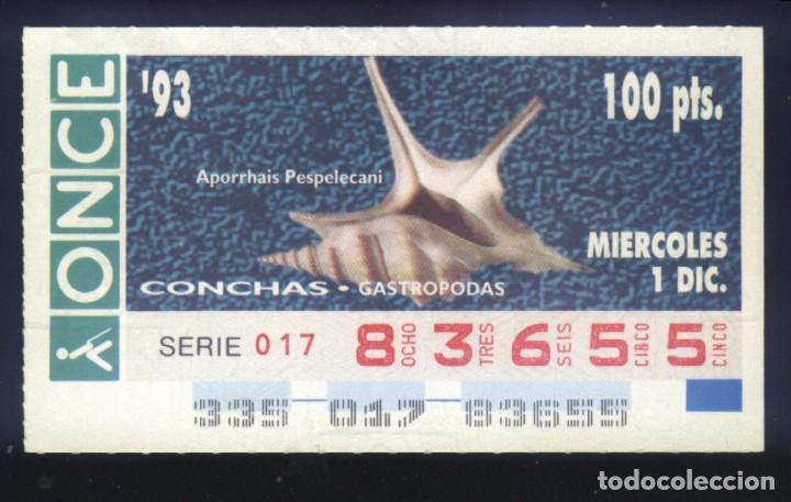 Cupones ONCE: A-8110- CUP&Oacute;N ONCE. 1 DICIEMBRE 1993. CONCHAS GASTROPODAS, APORRHAIS PESPELECANI.