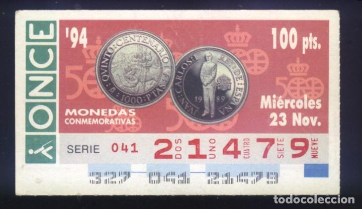 Cupones ONCE: A-8133- CUP&Oacute;N ONCE. 23 NOVIEMBRE 1994. MONEDAS CONMEMORATIVAS. 500 ANIVERSARIO.