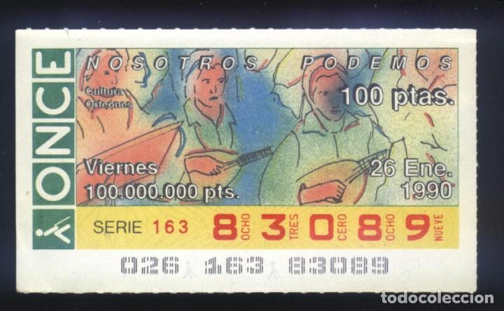 Cupones ONCE: A-8167- CUP&Oacute;N ONCE. VIERNES 26 ENERO 1990. ORFEONES.