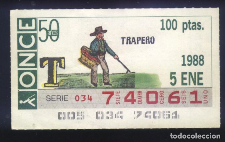 Cupones ONCE: A-8180- CUP&Oacute;N ONCE. 5 ENERO 1988. TRAPERO.