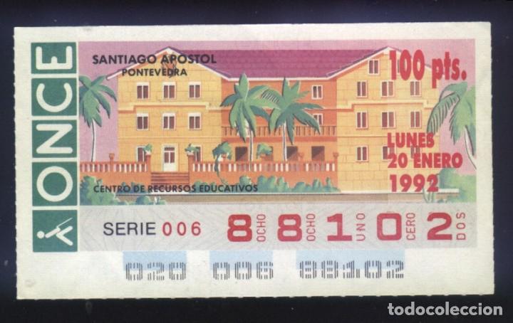 Cupones ONCE: A-8182- CUP&Oacute;N ONCE. 20 ENERO 1992. SANTIAGO AP&Oacute;STOL. PONTEVEDRA.