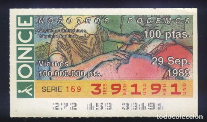 Cupones ONCE: A-8221- CUP&Oacute;N ONCE. VIERNES 29 SEPTIEMBRE 1989. SERVICIOS TIFLOTECNICOS.