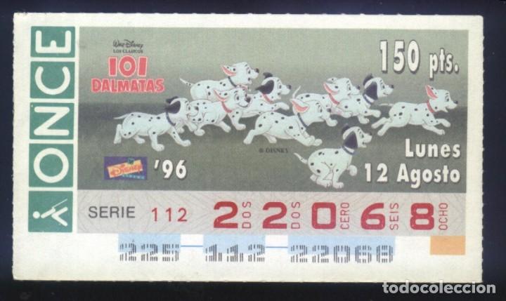 Cupones ONCE: A-8248- CUPON ONCE 12 AGOSTO 1996. DISNEY. 101 DALMATAS.