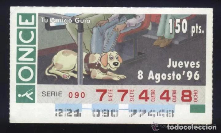 Cupones ONCE: A-8251- CUPON ONCE 8 AGOSTO 1996. TU AMIGO GUIA.