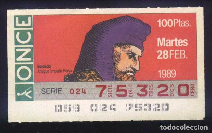 Cupones ONCE: A-8254- CUPON ONCE 28 FEBRERO 1989. SOLDADO IMPERIO PERSA.