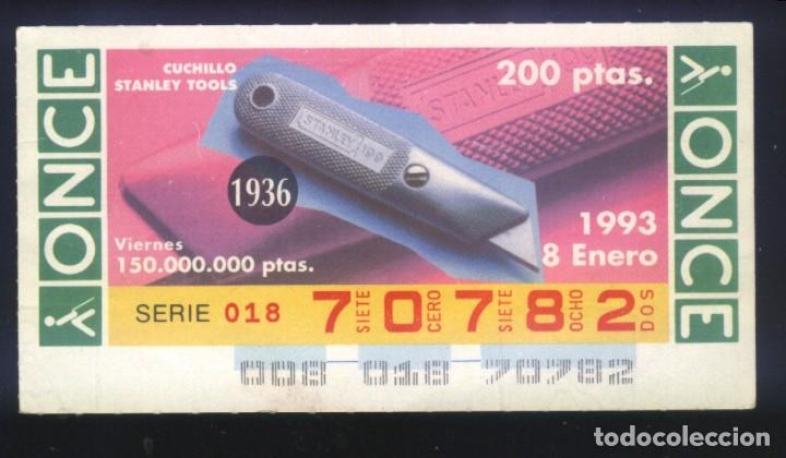 Cupones ONCE: A-8258- CUPON ONCE VIERNES 8 ENERO 1993. CUCHILLO STANLEY TOOLS.