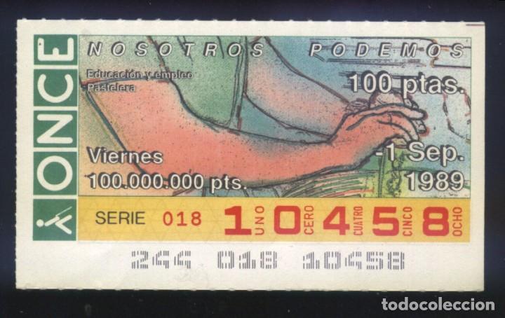 Cupones ONCE: A-8260- CUPON ONCE VIERNES 1 SEPTIEMBRE 1989. PASTELERA.