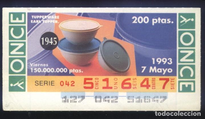 Cupones ONCE: A-8289- CUPON ONCE VIERNES 7 MAYO 1993. TUPPERWARE.