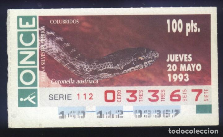 Cupones ONCE: A-8297- CUP&Oacute;N ONCE. 20 MAYO 1993. FAUNA SILVESTRE IB&Eacute;RICA. COLUBRIDOS. CORONELLA AUSTRIACA.