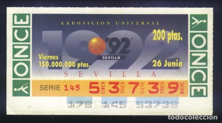 Cupones ONCE: A-8331- CUP&Oacute;N ONCE. VIERNES 26 JUNIO 1992.