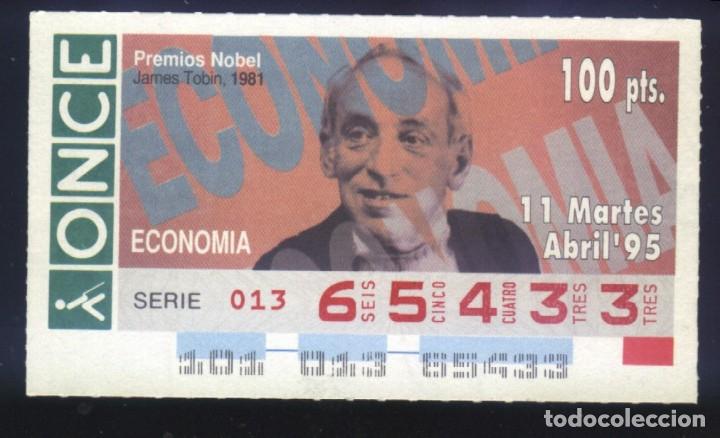 Cupones ONCE: A-8333- CUP&Oacute;N ONCE 11 ABRIL 1995. PREMIO NOBEL ECONOM&Iacute;A. JAMES TOBIN.