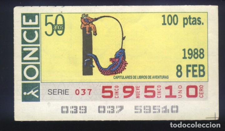Coupon ONCE: A-8350- CUP&Oacute;N ONCE. 8 FEBRERO 1988. CAPITULARES DE LIBROS DE AVENTURAS.