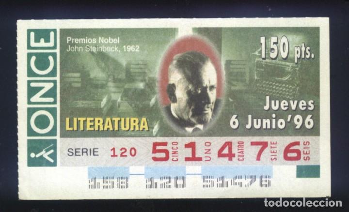 Cupones ONCE: A-8364- CUPON ONCE 6 JUNIO1996. PREMIO NOBEL LITERATURA. JOHN STEINBECK.