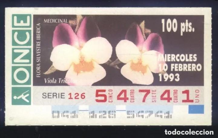 Cupones ONCE: A-8400- CUP&Oacute;N ONCE. 10 FEBRERO 1993. FLORA SILVESTRE IB&Eacute;RICA. VIOLA TRICOLOR.