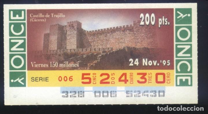 Cupones ONCE: A-8480- CUP&Oacute;N ONCE. VIERNES 24 NOVIEMBRE 1995. CASTILLO DE TRUJILLO (C&Aacute;CERES)