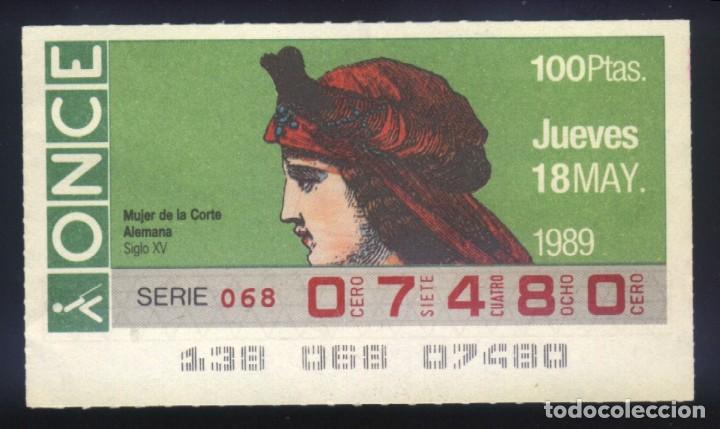 Cupones ONCE: A-8483- CUP&Oacute;N ONCE. 18 MAYO 1989. MUJER DE LA CORTE ALEMANA SIGLO XV.