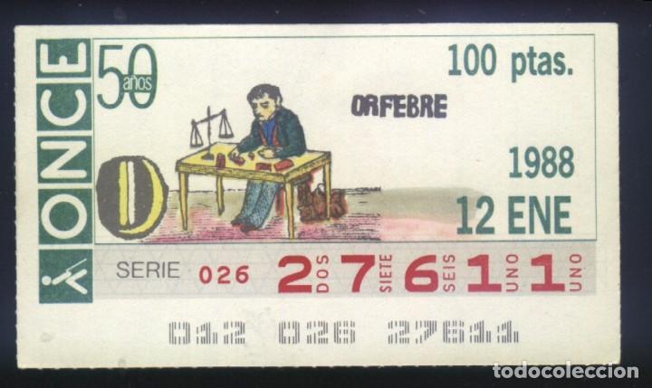 Cupones ONCE: A-8486- CUP&Oacute;N ONCE. 12 ENERO 1988. ORFEBRE.