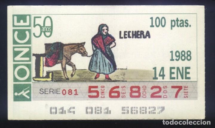 Cupones ONCE: A-8488- CUP&Oacute;N ONCE. 14 ENERO 1988. LECHERA.