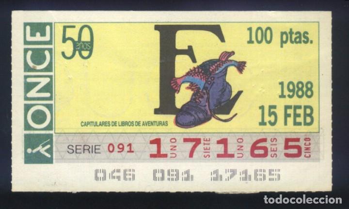Cupones ONCE: A-8495- CUP&Oacute;N ONCE. 15 FEBRERO 1988. CAPITULARES DE LIBROS DE AVENTURAS.