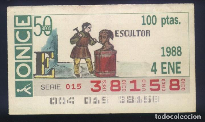 Cupones ONCE: A-8498- CUP&Oacute;N ONCE. 4 ENERO 1988. ESCULTOR.