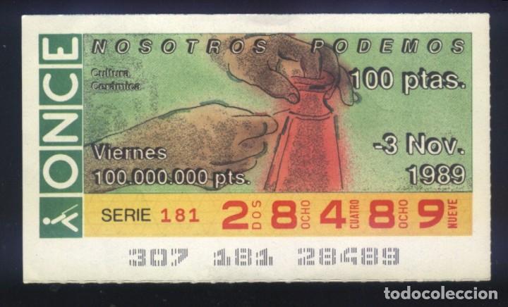 Cupones ONCE: A-8501- CUP&Oacute;N ONCE. VIERNES 3 NOVIEMBRE 1989. CER&Aacute;MICA.