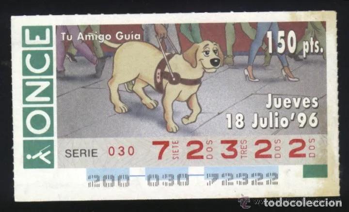 Cupones ONCE: A-8516- CUPON ONCE. 18 JULIO 1996. TU AMIGO GU&Iacute;A.