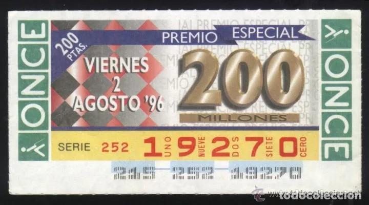 Cupones ONCE: A-8518- CUPON ONCE. VIERNES 2 DE AGOSTO DE 1996