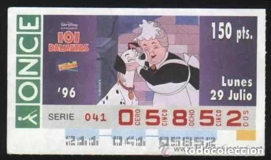 Cupones ONCE: A-8524- CUPON ONCE 29 JULIO 1996. DISNEY. 101 DALMATAS.